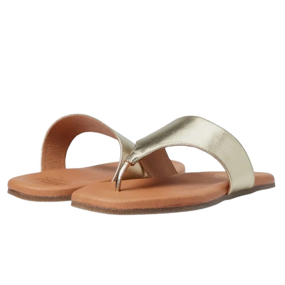 ANDRE ASSOUS Womens Paige Sandal EU 39 US 8-8.5 Metallic Gold Tan Flip Flop NWOB